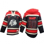 Patrick Sharp Chicago Blackhawks Old Time Hockey Men's Authentic Sawyer Hooded Sweatshirt Jersey - Black