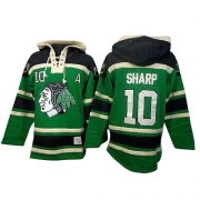 Patrick Sharp Chicago Blackhawks Old Time Hockey Men's Authentic Sawyer Hooded Sweatshirt Jersey - Green