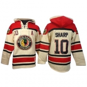 Patrick Sharp Chicago Blackhawks Old Time Hockey Men's Authentic Sawyer Hooded Sweatshirt Jersey - White