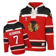 Brent Seabrook Chicago Blackhawks Old Time Hockey Men's Authentic Sawyer Hooded Sweatshirt Jersey - Red