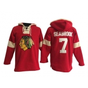 Brent Seabrook Chicago Blackhawks Old Time Hockey Men's Authentic Pullover Hoodie Jersey - Red
