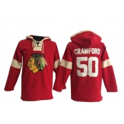 Corey Crawford Chicago Blackhawks Old Time Hockey Men's Authentic Pullover Hoodie Jersey - Red
