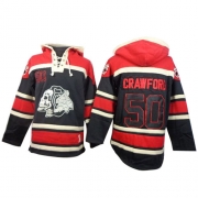 Corey Crawford Chicago Blackhawks Old Time Hockey Men's Premier Sawyer Hooded Sweatshirt Jersey - Black