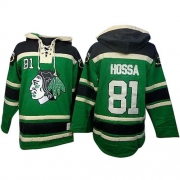 Marian Hossa Chicago Blackhawks Old Time Hockey Men's Authentic Sawyer Hooded Sweatshirt Jersey - Green