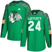 Sam Lafferty Chicago Blackhawks Adidas Youth Authentic St. Patrick's Day Practice Jersey - Green