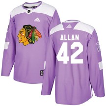 Nolan Allan Chicago Blackhawks Adidas Youth Authentic Fights Cancer Practice Jersey - Purple