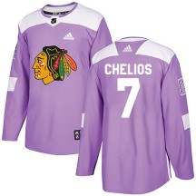 Chris Chelios Chicago Blackhawks Adidas Youth Authentic Fights Cancer Practice Jersey - Purple