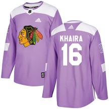 Jujhar Khaira Chicago Blackhawks Adidas Youth Authentic Fights Cancer Practice Jersey - Purple