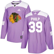 Luke Philp Chicago Blackhawks Adidas Youth Authentic Fights Cancer Practice Jersey - Purple
