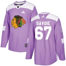Samuel Savoie Chicago Blackhawks Adidas Youth Authentic Fights Cancer Practice Jersey - Purple