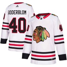 Arvid Soderblom Chicago Blackhawks Adidas Youth Authentic Away Jersey - White