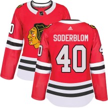 Arvid Soderblom Chicago Blackhawks Adidas Women's Authentic Home Jersey - Red
