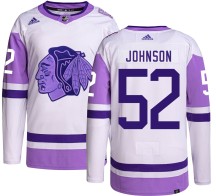 Reese Johnson Chicago Blackhawks Adidas Men's Authentic Hockey Fights Cancer Jersey -