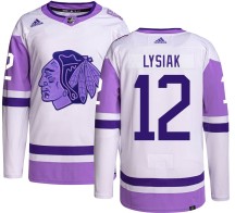 Tom Lysiak Chicago Blackhawks Adidas Men's Authentic Hockey Fights Cancer Jersey -