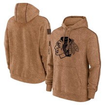 Chicago Blackhawks Men's 2023 Salute to Service Club Pullover Hoodie - Brown