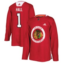 Glenn Hall Chicago Blackhawks Adidas Youth Authentic Home Practice Jersey - Red