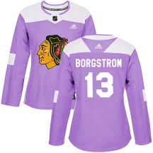 Henrik Borgstrom Chicago Blackhawks Adidas Women's Authentic Fights Cancer Practice Jersey - Purple