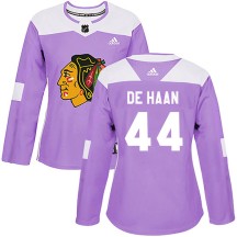 Calvin de Haan Chicago Blackhawks Adidas Women's Authentic Fights Cancer Practice Jersey - Purple