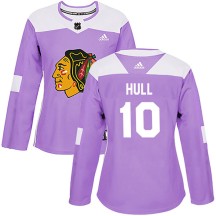 Dennis Hull Chicago Blackhawks Adidas Women's Authentic Fights Cancer Practice Jersey - Purple