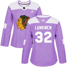 Kevin Lankinen Chicago Blackhawks Adidas Women's Authentic Fights Cancer Practice Jersey - Purple