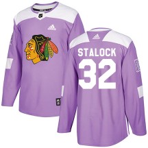 Alex Stalock Chicago Blackhawks Adidas Men's Authentic Fights Cancer Practice Jersey - Purple