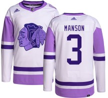 Dave Manson Chicago Blackhawks Adidas Youth Authentic Hockey Fights Cancer Jersey -