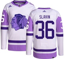 Josiah Slavin Chicago Blackhawks Adidas Youth Authentic Hockey Fights Cancer Jersey -