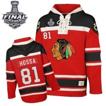 Marian Hossa Chicago Blackhawks Youth Authentic Old Time Hockey Sawyer Hooded Sweatshirt 2015 Stanley Cup Patch - Red