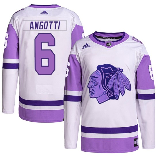 Lou Angotti Chicago Blackhawks Adidas Youth Authentic Hockey Fights Cancer Primegreen Jersey - White/Purple