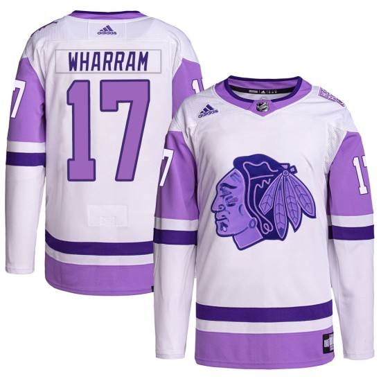 Kenny Wharram Chicago Blackhawks Adidas Youth Authentic Hockey Fights Cancer Primegreen Jersey - White/Purple