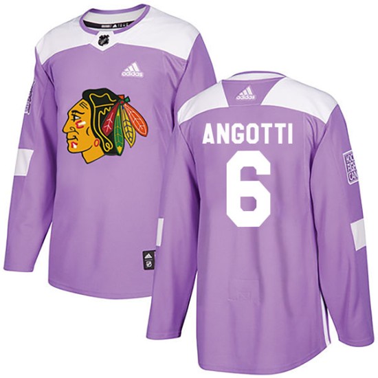 Lou Angotti Chicago Blackhawks Adidas Youth Authentic Fights Cancer Practice Jersey - Purple
