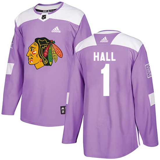 Glenn Hall Chicago Blackhawks Adidas Youth Authentic Fights Cancer Practice Jersey - Purple