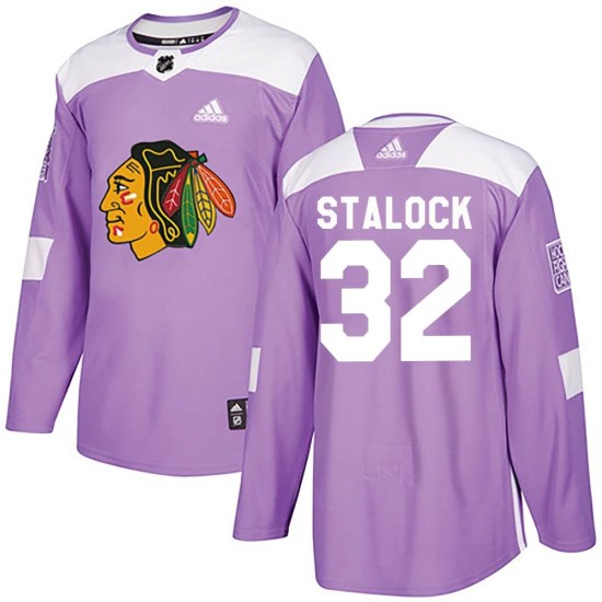 Alex Stalock Chicago Blackhawks Adidas Youth Authentic Fights Cancer Practice Jersey - Purple