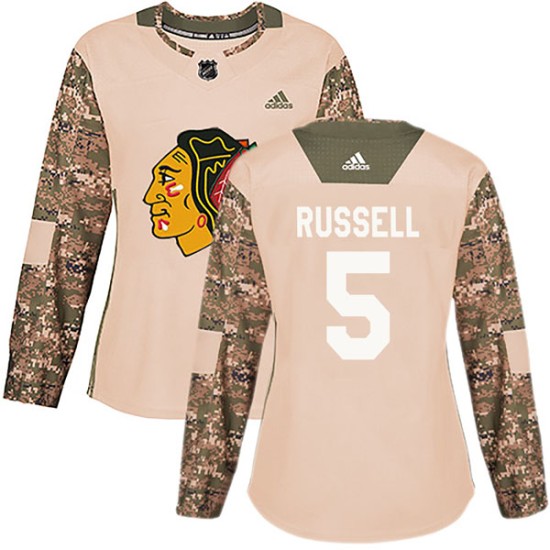 Phil Russell Chicago Blackhawks Adidas Women's Authentic Veterans Day Practice Jersey - Camo