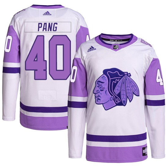 Darren Pang Chicago Blackhawks Adidas Men's Authentic Hockey Fights Cancer Primegreen Jersey - White/Purple