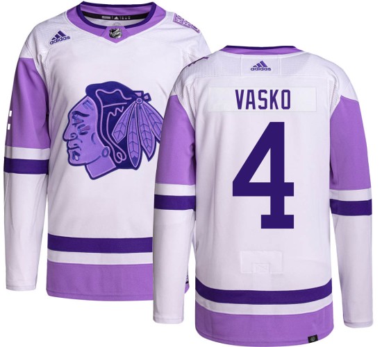 Elmer Vasko Chicago Blackhawks Adidas Men's Authentic Hockey Fights Cancer Jersey -