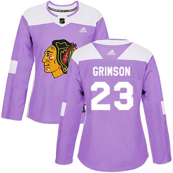Stu Grimson Chicago Blackhawks Adidas Women's Authentic Fights Cancer Practice Jersey - Purple