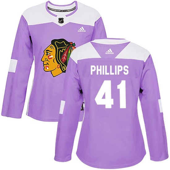 Isaak Phillips Chicago Blackhawks Adidas Women's Authentic Fights Cancer Practice Jersey - Purple