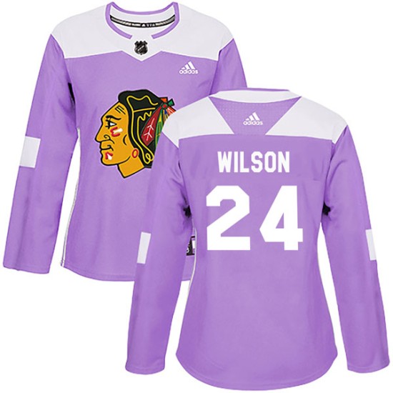 Doug Wilson Chicago Blackhawks Adidas Women's Authentic Fights Cancer Practice Jersey - Purple
