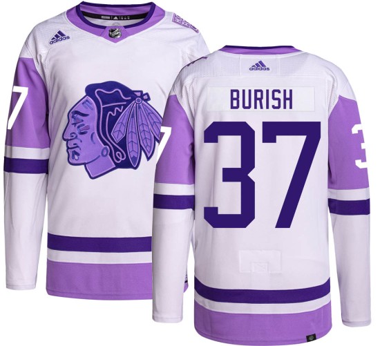 Adam Burish Chicago Blackhawks Adidas Youth Authentic Hockey Fights Cancer Jersey -