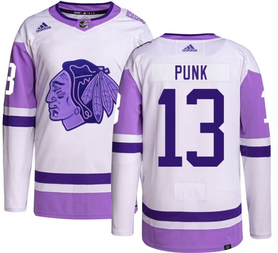 CM Punk Chicago Blackhawks Adidas Youth Authentic Hockey Fights Cancer Jersey -